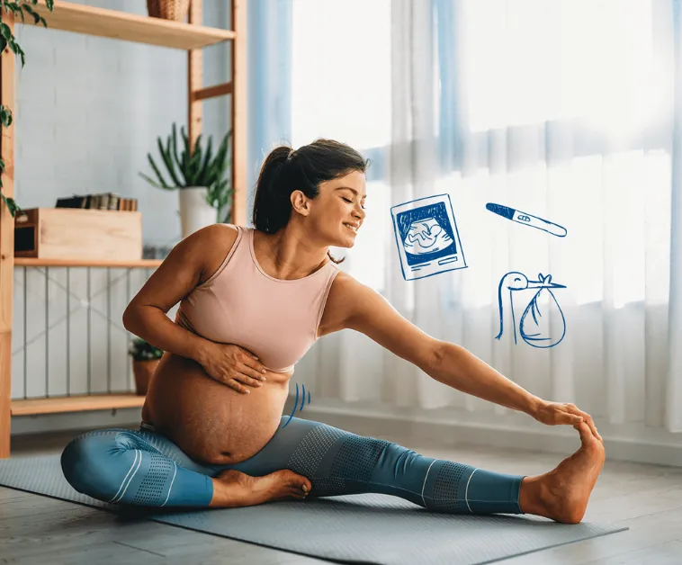 Schwangere Frau macht Yoga